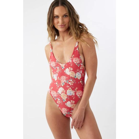 O'NEILL Women's Stella Mykonos One-Piece Swimsuit Size XL Red Floral NWT - Picture 1 of 14